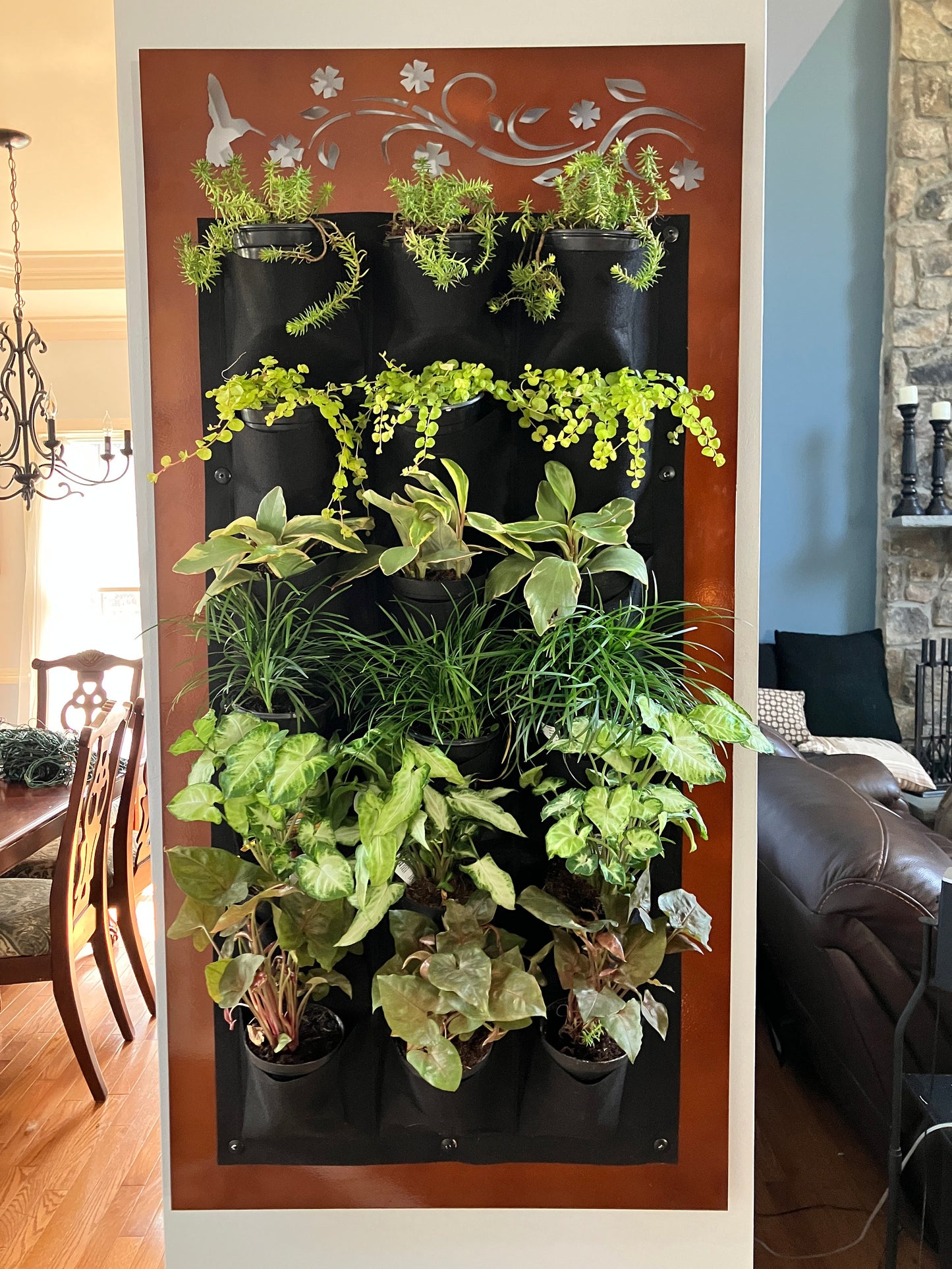 The Floating Garden - Single Layer - 18 Pocket - Wall Planter - Vertical Planter - Indoor - Outdoor - Prismatic Metal