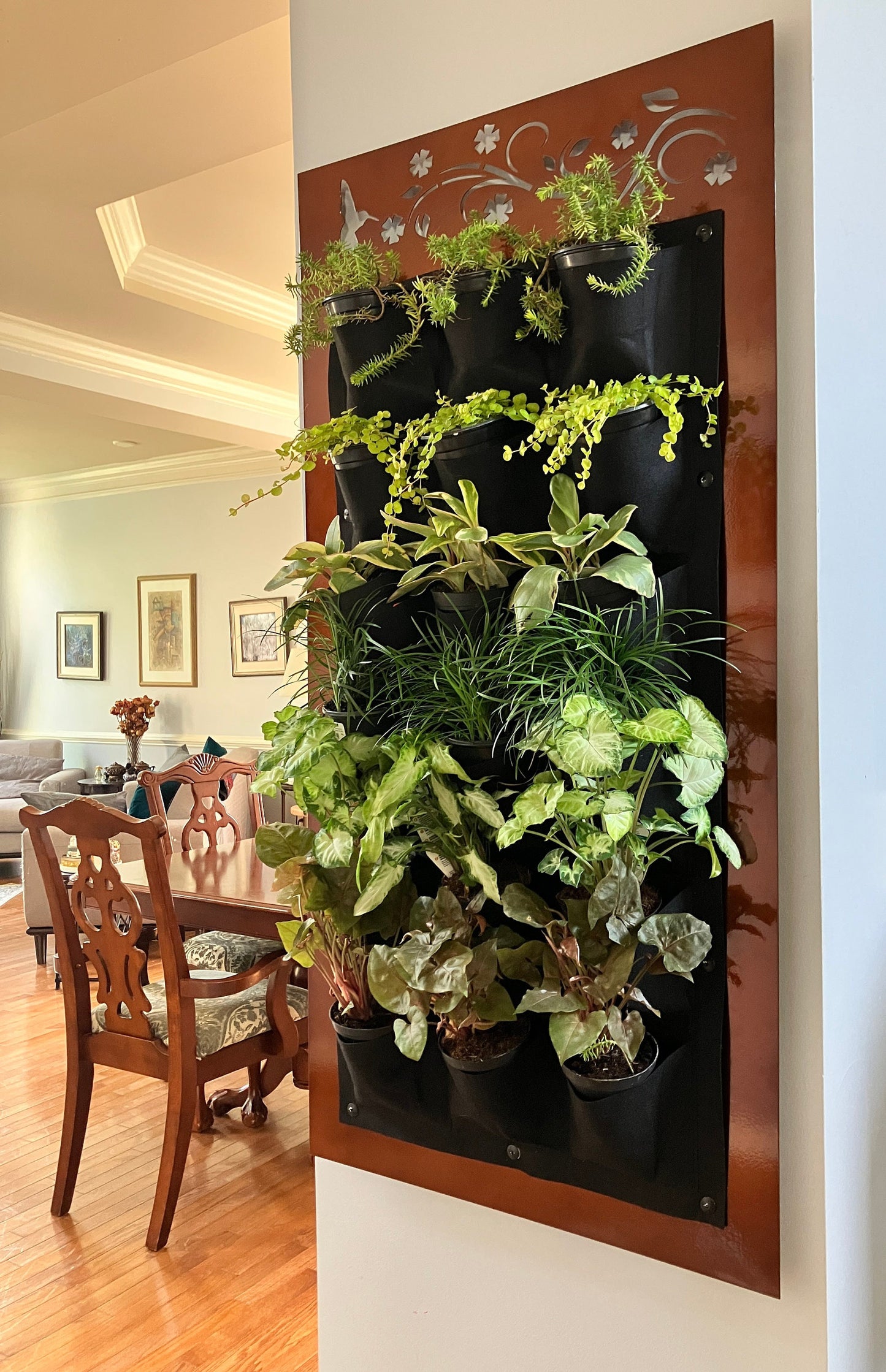 The Floating Garden - Single Layer - 18 Pocket - Wall Planter - Vertical Planter - Indoor - Outdoor - Prismatic Metal