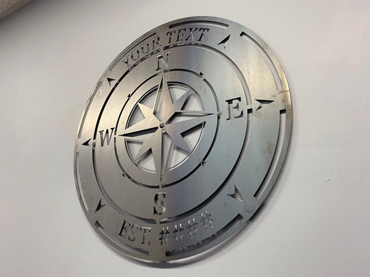 Personalized Metal Compass Wall Art - Prismatic Metal