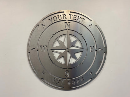 Personalized Metal Compass Wall Art - Prismatic Metal