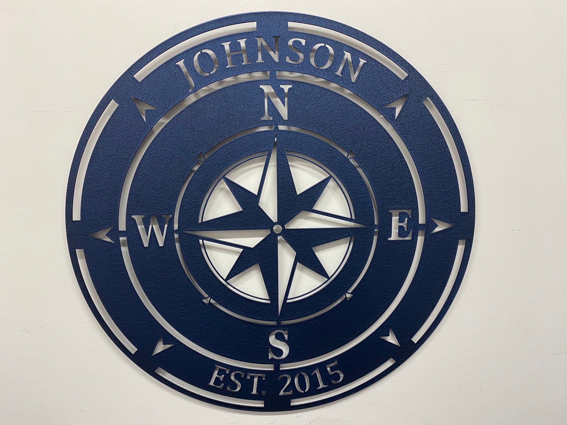 Personalized Metal Compass Wall Art - Prismatic Metal