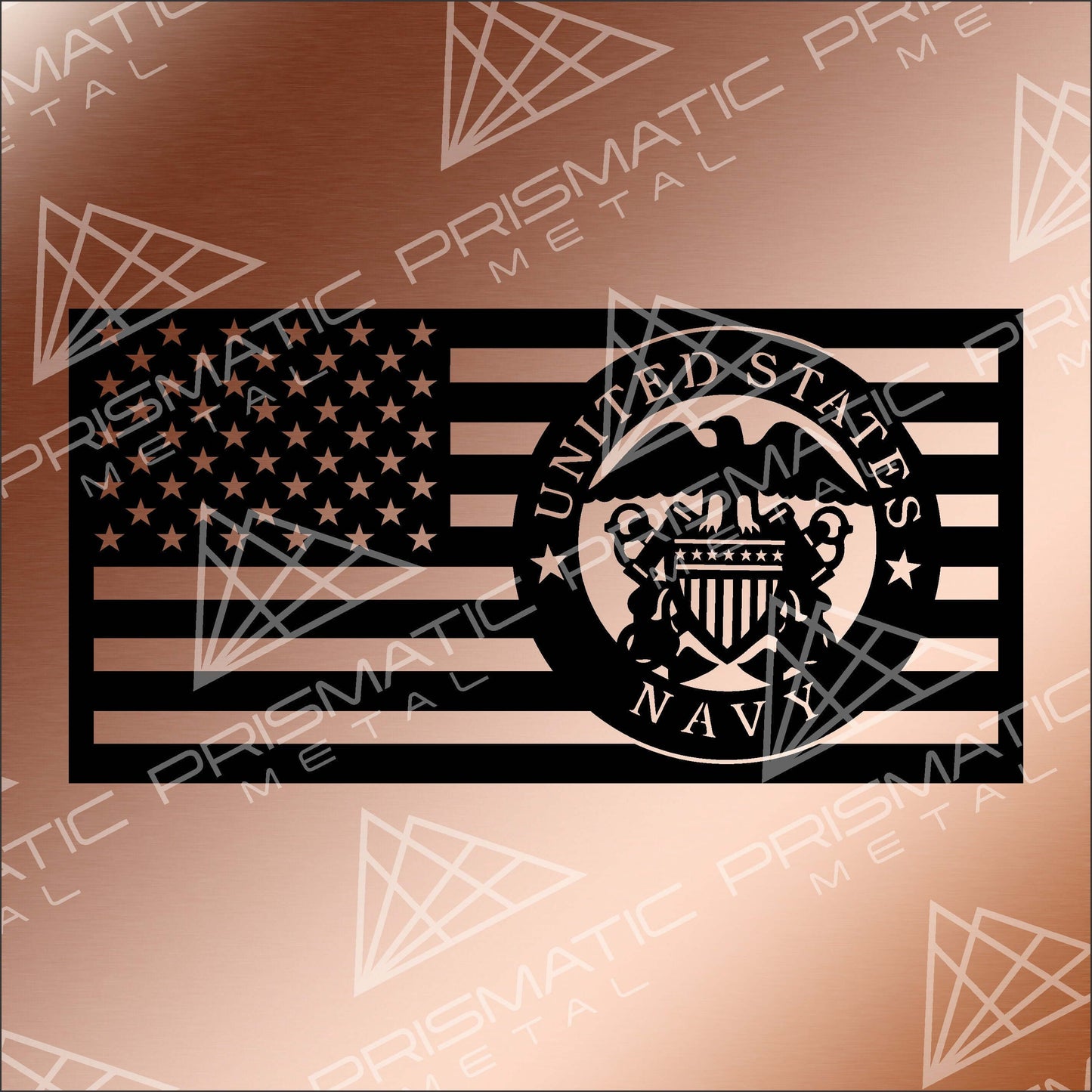 US Navy American Flag - Metal American Flag - Metal Wall Art - Air Force - Patriotic Wall Art - Indoor/Outdoor Metal Sign [Made in USA] - Prismatic Metal