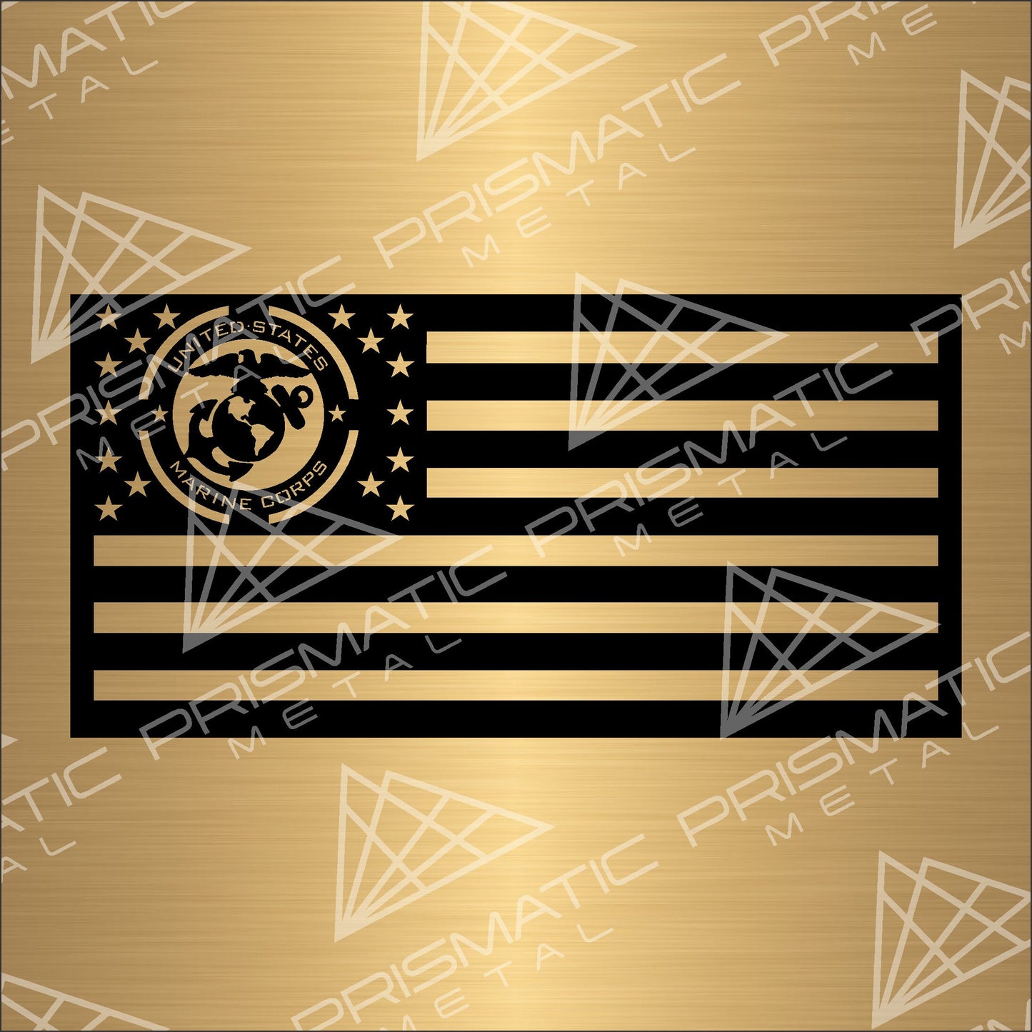 USMC American Flag - Marine Corps Flag - Metal Wall Art - Marine Corps - USMC Flag - Indoor/Outdoor Metal Sign [Made in USA] - Prismatic Metal