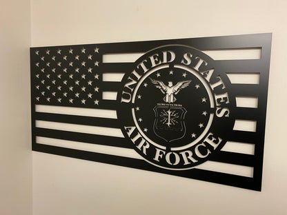 USAF American Flag - Metal American Flag - Metal Wall Art - Air Force - Patriotic Wall Art - Indoor/Outdoor Metal Sign [Made in USA] - Prismatic Metal