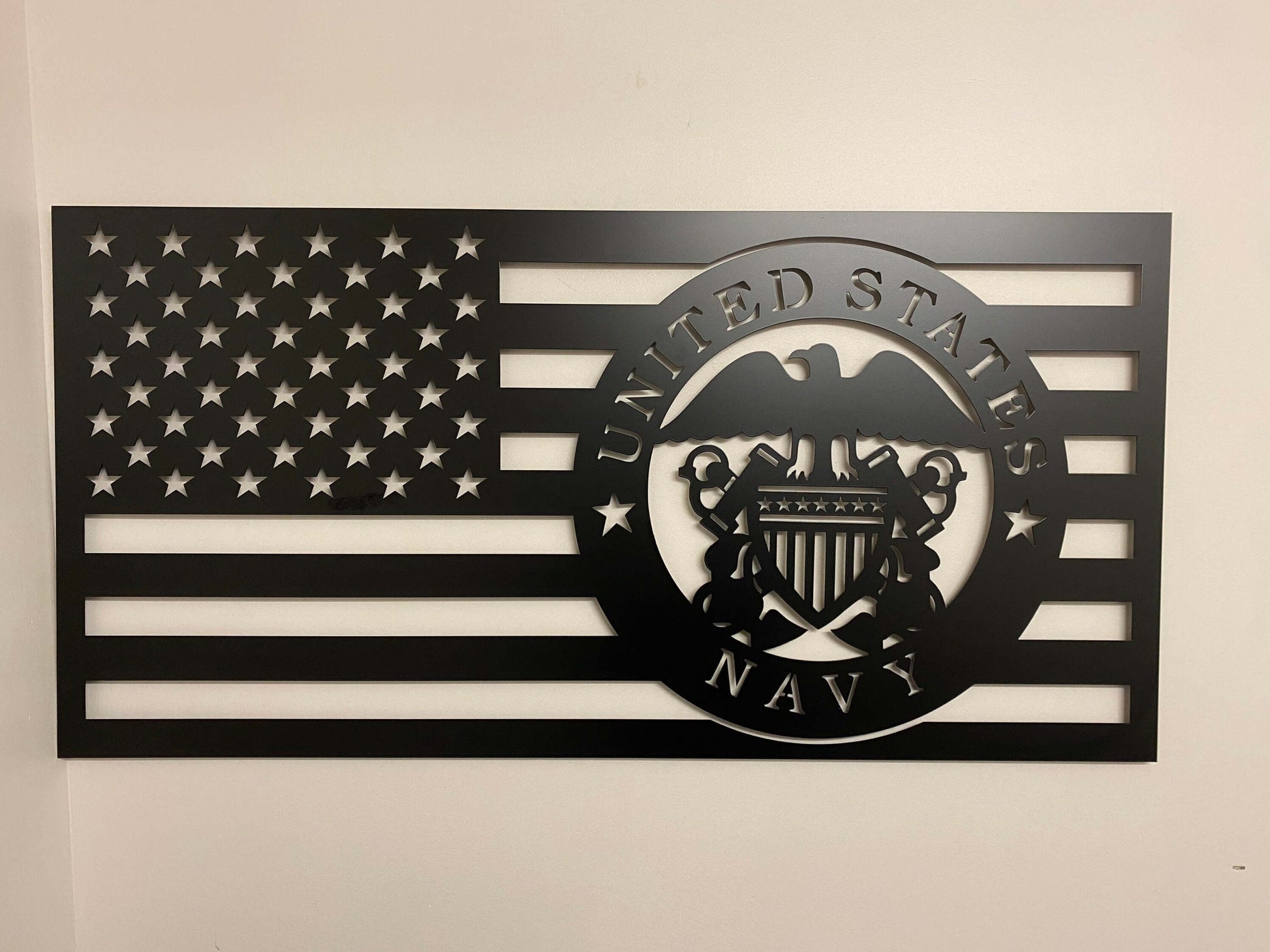 US Navy American Flag - Metal American Flag - Metal Wall Art - Air Force - Patriotic Wall Art - Indoor/Outdoor Metal Sign [Made in USA] - Prismatic Metal