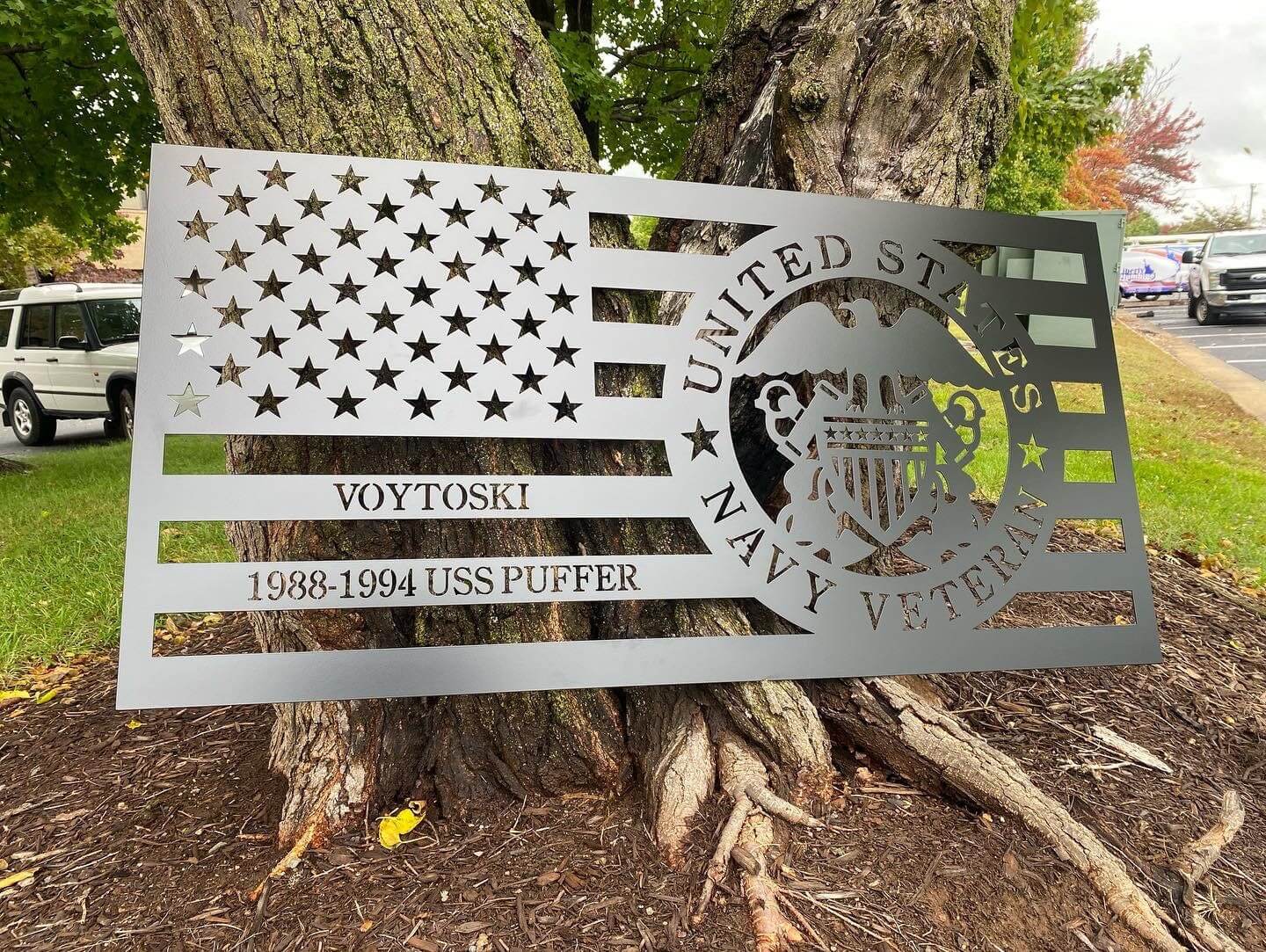 US Navy American Flag - Metal American Flag - Metal Wall Art - Air Force - Patriotic Wall Art - Indoor/Outdoor Metal Sign [Made in USA] - Prismatic Metal