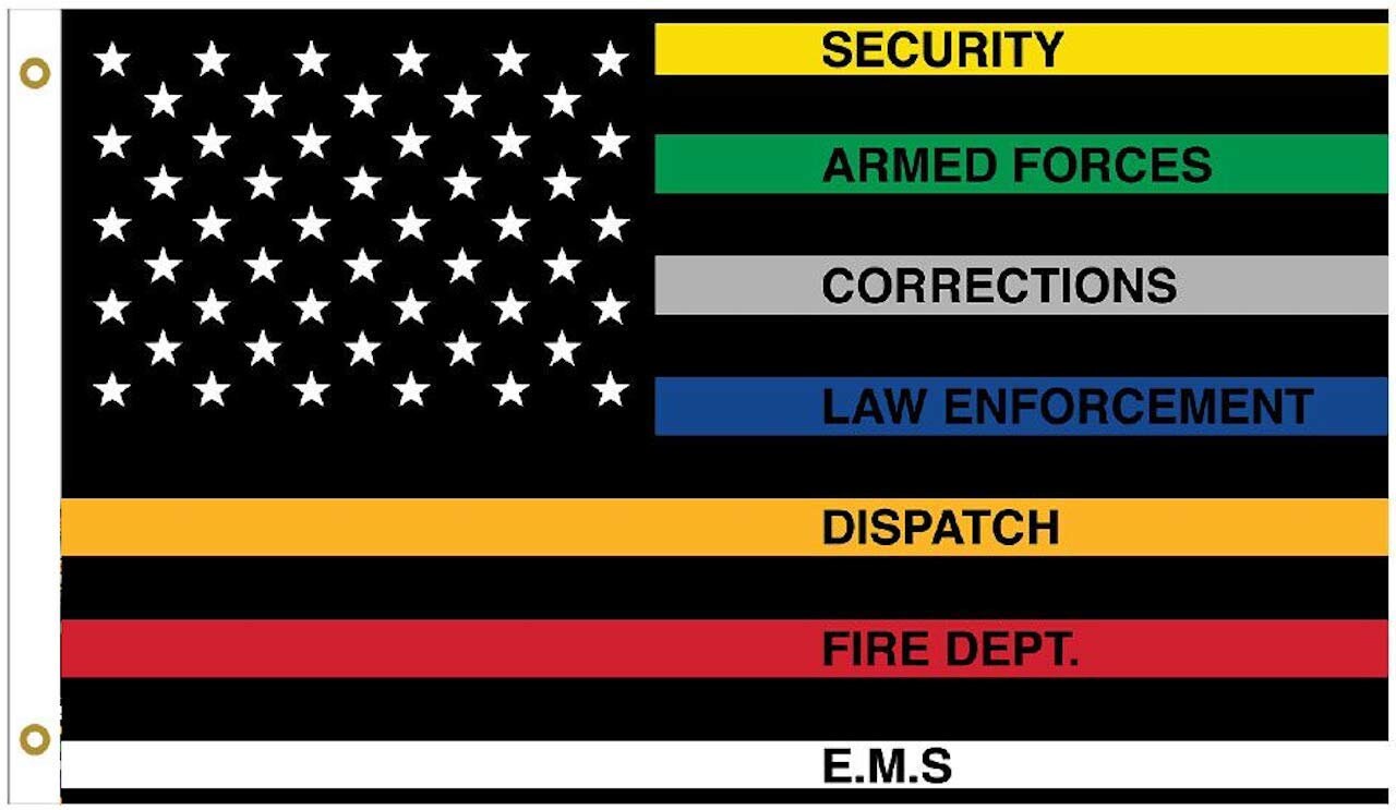 First Responder Flag |Thin Line | Metal American Flag | Available in multiple colors | Indoor/Outdoor use |Made in USA - Prismatic Metal