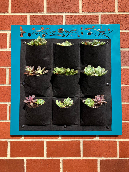 The Floating Garden - Single Layer - 9 Pocket - Wall Planter - Vertical Planter - Indoor - Outdoor - Prismatic Metal