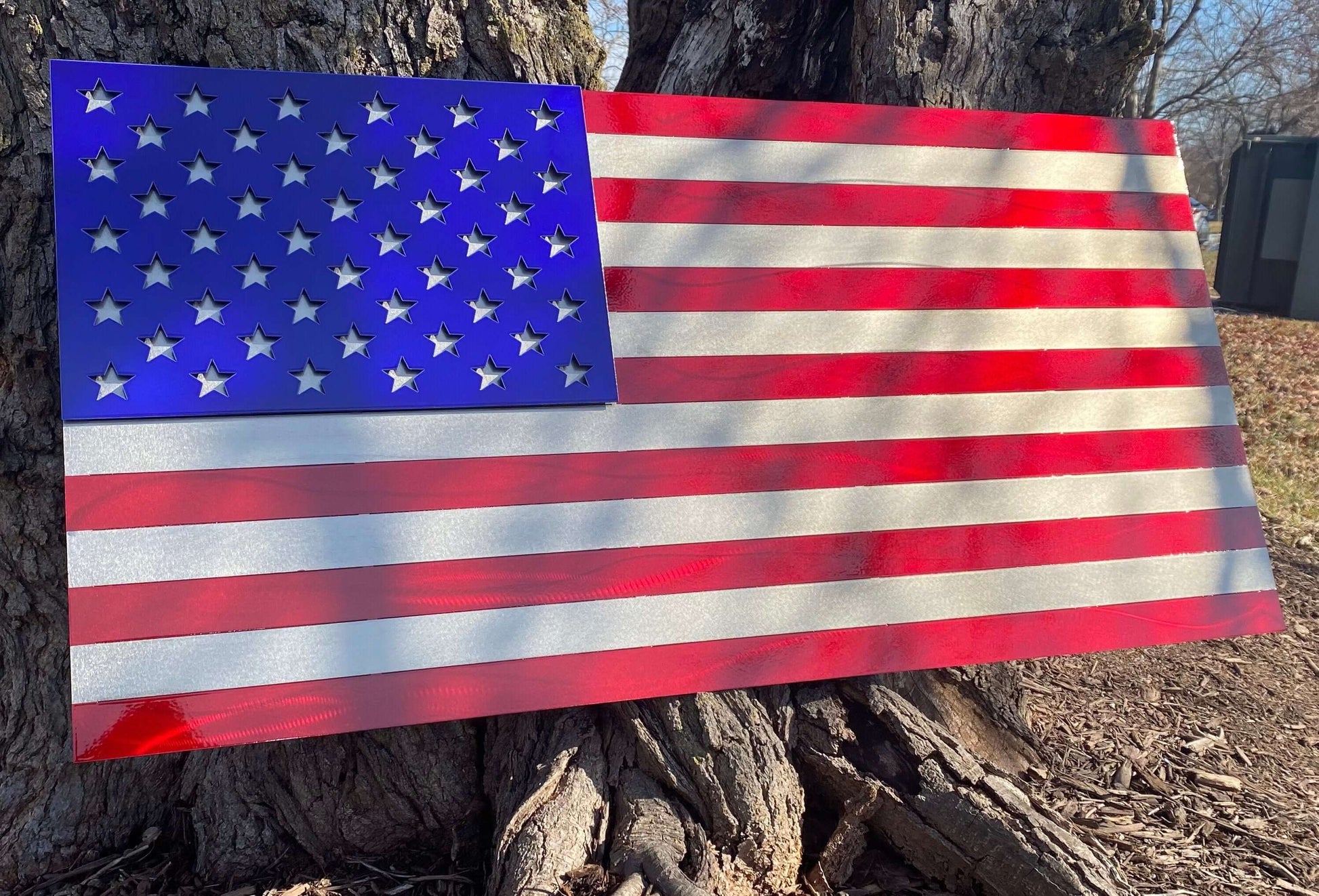 US FLAG - Red, Blue, and Steel - Prismatic Metal